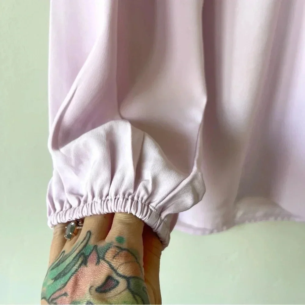 J. Crew Puff sleeve satin back crepe top in Pale Pink Size Small Tall NWT